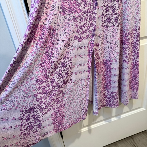 Floral Patchwork Print Maxi Dress Lavender Purple Vintage - Picture 3 of 7